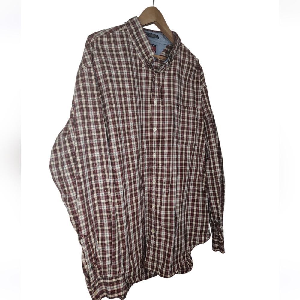 Y2K Tommy Hilfiger Plaid Button Down Long Sleeve Shirt Size XXL Vintage - Picture 4 of 12